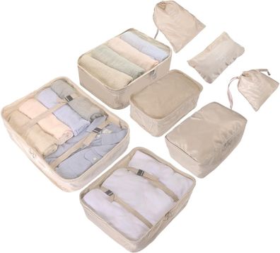 Travelfreund® 8er Set Koffer Organizer beige - Packtaschen - Reiseorganizer