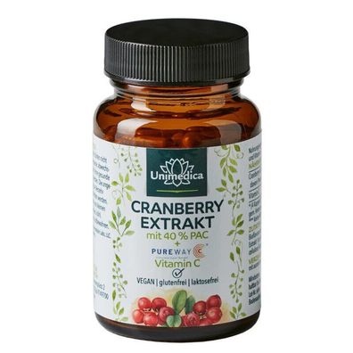 Unimedica Cranberry Extrakt mit 40 % PAC 500 mg pro Tag plus Vitamin C
