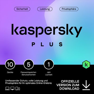 Kaspersky Plus Internet Security 2024 | 10 Geräte | 1 Jahr | Anti-Phishing