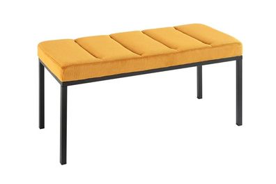 Elegante Sitzbank PLANO 80cm senf-gelb Cord schwarzes Gestell