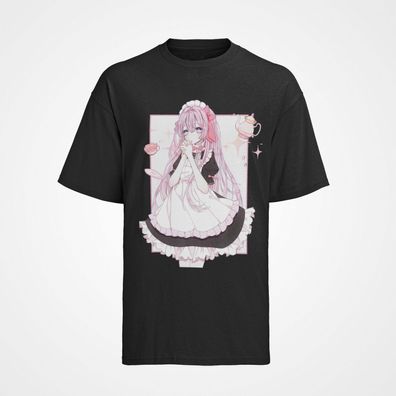 Bio Baumwolle Herren T-Shirt Sexy Maid Anime Waifu Girl