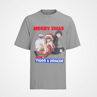T-Shirt Bio Baumwolle Merry Xmas Weihnachten Toradora! Tiger & Drache Anime