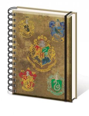 Harry Potter Notizbuch A5 Hogwart's Crests Siegel Hufflepuff Ravenclaw Gryfindor