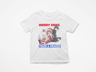 Kinder Bio Baumwolle T-Shirt Weihnachten Toradora! Tiger & Drache Anime