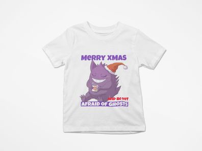 Kinder Bio Baumwolle T-Shirt Weihnachten Gengar XMAS Scary Ghost