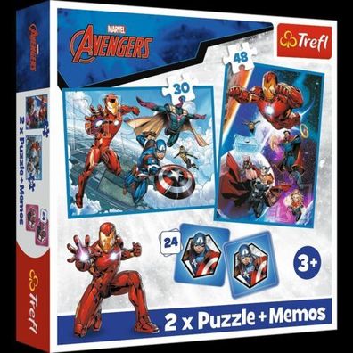 Puzzle Trefl 2in1 + 24 Memos Karten Avengers Marvel