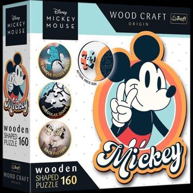 Puzzle Trefl 160 Teile Holzpuzzle Mit Shapes Figuren Mickey Retro Disney