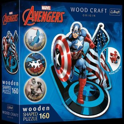 Puzzle Trefl 160 Teile Holzpuzzle Mit Shapes Figuren Capitan Amerika Marvel