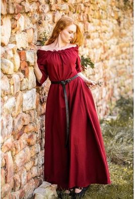 Mittelalterliches bodenlanges Kurzarmkleid in Rot
