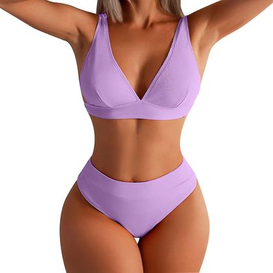 Women's Sexy Bikini Solid Set Swimsuit Two Piece Filled Bra Swimwear Beachwear