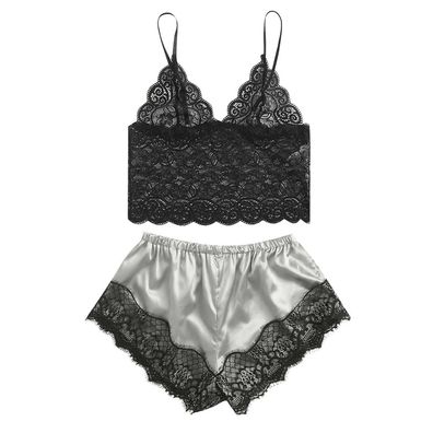 Women's Tow Pieces Lingeries, lace Cami Top And Drawstring Shorts Sleepwear Pajama