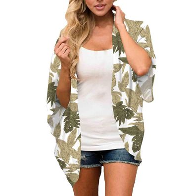 Women's Plus Size Thin Coat Floral Swimsuit Cover Up Summer Chiffon Cardigan