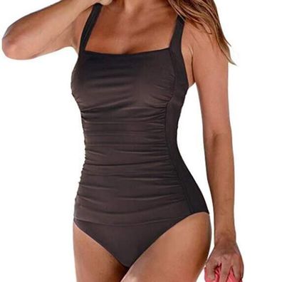 Women's Vintage Bathing Suit Square Neck High Cut Ruched Swimsuits For Belly