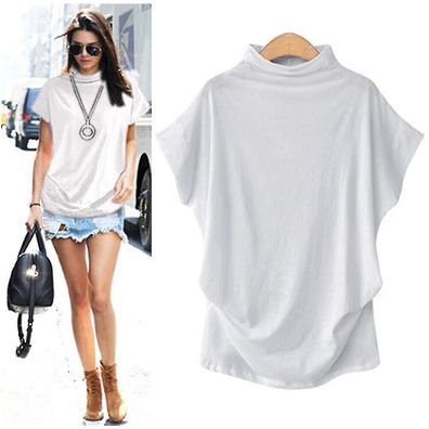 Womens Blouse Batwing Pure Tops T-shirt Sleeveless Summer Casual Ladies Loose