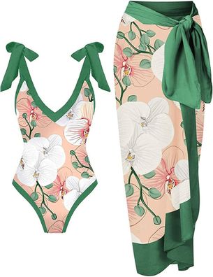 Women's Swimming Costumes Sexy Bikini With Cover Up Skirts Chiffon Sarong Bathsuit