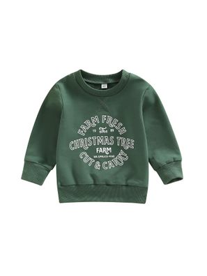 Xmas Kids Baby Girls Boys Christmas Sweatshirt Long Sleeve Letters Print Pullover