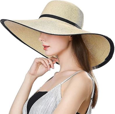 Women's Wide Brim Sun Hat Straw Hat Summer Holiday Adjustable