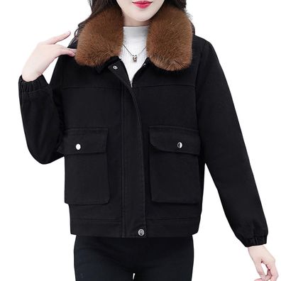 Womens Winter Warm Jacket Plus Size Solid Color Jacket Suitable For Friends