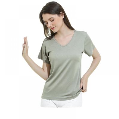 Womens Tshirts V Neck Short Sleeve Tops Tee Solid Color Blouse Relaxed Short Sleeve