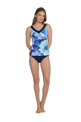 Women's V-Neck Tankini Set One Piece Swimwear Women 2023 Zipper Monokini Bathing