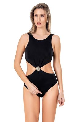 Women's Shell Accessory Black Swimsuit One Piece 2023 Zipper Monokini Bathing Suit