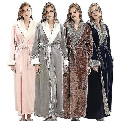 Womens Dressing Gown Bath Robe Warm Soft Fleece Long Robes Nightgown
