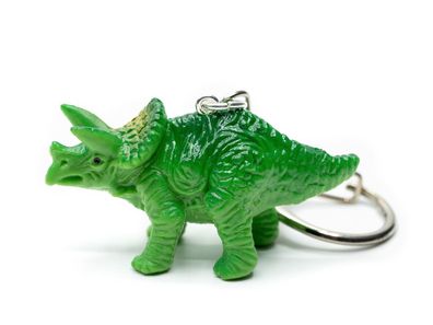 Triceratops Schlüsselanhänger Anhänger Schlüsselring Dinosaurier grün Hörner