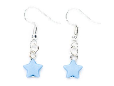 Stern Ohrringe Miniblings Hänger Star Glück Weihnachten Winter Advent klein blau