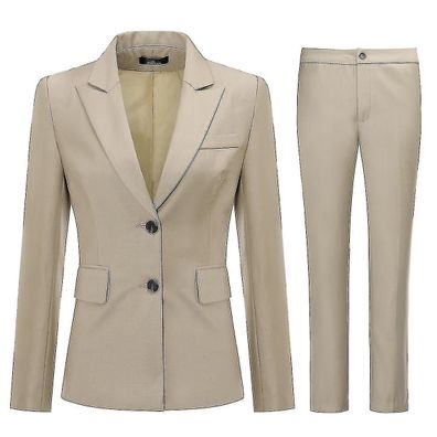 Womens 2-piece Professional Business Office Peaked Lapel Solid Color Slim Fit Suit