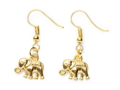 Elefant Ohrringe Miniblings Hänger Indien Afrika Zootier Safari Big Five gold