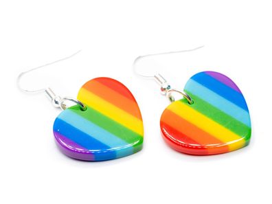 Herz Ohrringe Miniblings Hänger Regenbogen Farben Liebe bunt LGBTQ