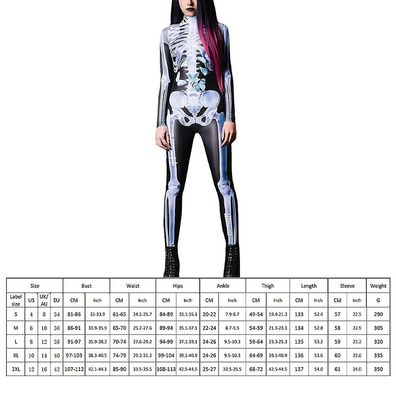 Women's Skeleton Bone Frame Jumpsuit Bodysuit Fancy Dress Halloween Costume