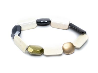 Perlenarmband Armband Glücksarmband Miniblings Perlen weiß schwarz gold D5