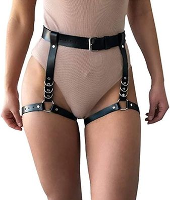 Women's Sexy Punk Leather Harness Garter Belt Adjustable Waist Leg Cincher Cage Belt