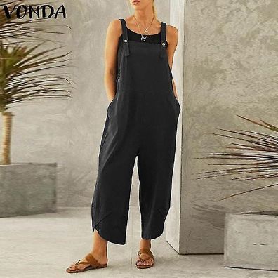 Womens Ladies Summer Autumn Dungarees Cami Top Buttons Overalls Baggy Jumpsuit