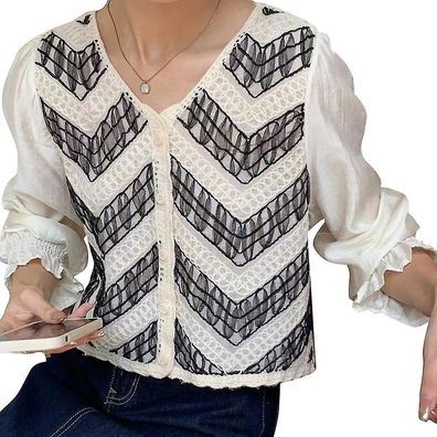 Womens Blouses Long Sleeve V-neck Tops Casual Blouse Loose Floral Print Shirt