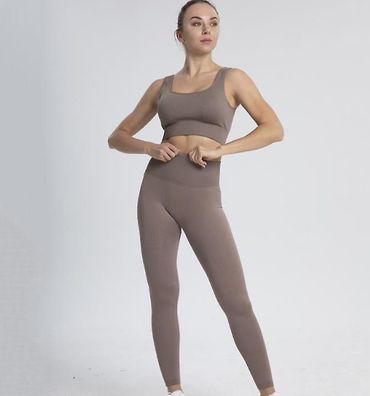 Women's Solid Color Yoga Suit Plus Size Sports Suit Bra Pants Two Piece Ladies