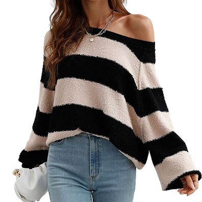 Women's Sweater For Casual Round Neck Striped Sweater For Winter Fall Casual Wear