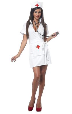 Womens Nurse Hospital Uniform Halloween Fancy Dress Costume