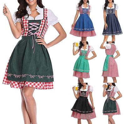 Womens Oktoberfest Beer Maid Costume Bavarian Traditional Dirndl Dress Carnival