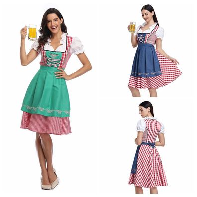 Womens Oktoberfest Beer Maid Costume Bavarian Traditional Dirndl Dress 6 Color