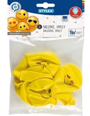 Stylex Luftballons gelbe Gesichter - Umfang 75cm, 6er Beutel - Helium geeignet