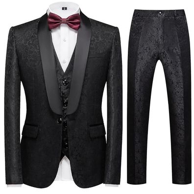 Men´s 3 Piece Shawl Lapel One Button Tuxedo Blazer Vest Pants Set