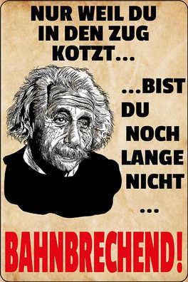 Top-Blechschild m. Kordel, 20 x 30 cm, Einstein, Zug kotzt, bahnbrechend , neu & ovp