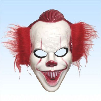 Maske Clown mit roten Haaren Clownsmaske Halbmaske Clownmaske Fasching