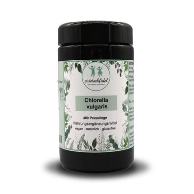 Chlorella vulgaris Algen - 400 Presslinge im Braunglas beste und reine Qualität