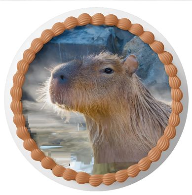 Essbar Capybara Wasserschwein Tortenaufleger Tortenbild Fototorte Zuckerbild 2