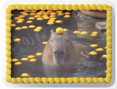 Essbar Capybara Wasserschwei Tortenaufleger Torte Tortenbild Geburtstag Zuckerbild 01