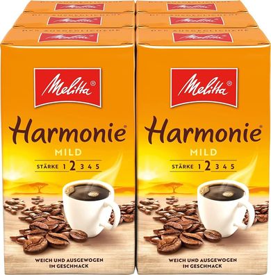 Melitta Filterkaffee Harmonie gemahlener Röstkaffee 6x500g sanft