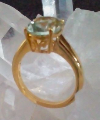Prasiolith Ring 14 Karat vergoldet (925 Silber) Neuware